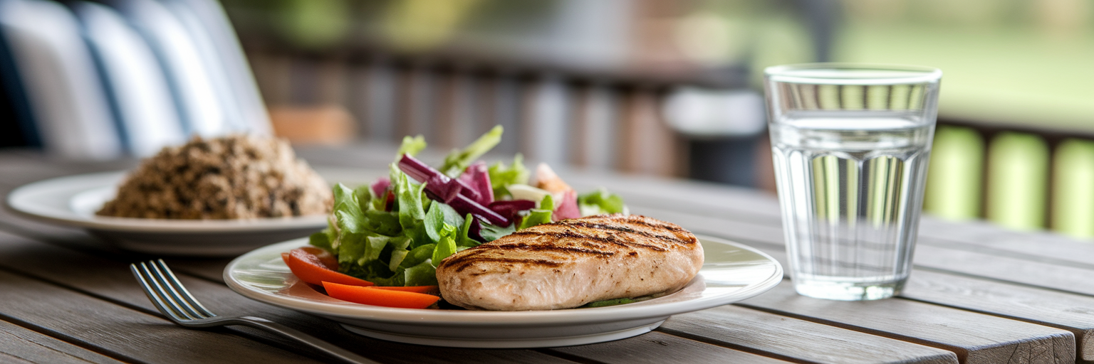 Healthy post-golf recovery meal.