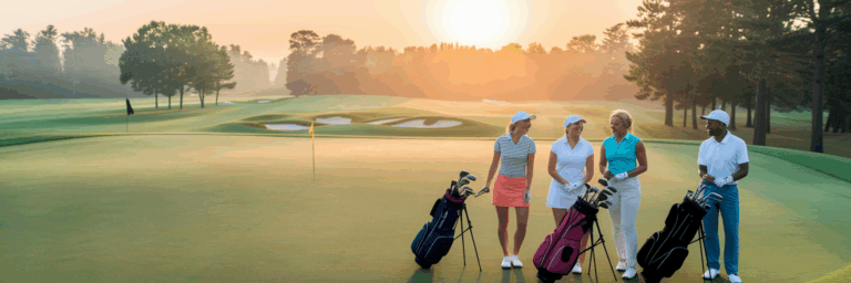 Beginner golfers enjoying a morning round