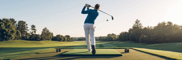Beginner golfer watching their tee shot.