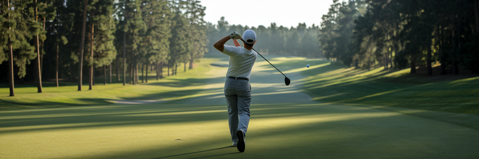 Beginner golfer watching their shot on course