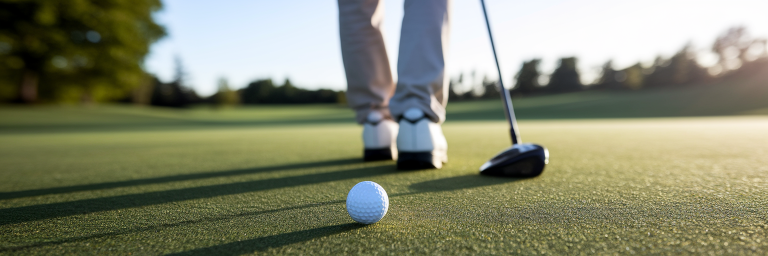 Beginner golfer in a confident finishing pose