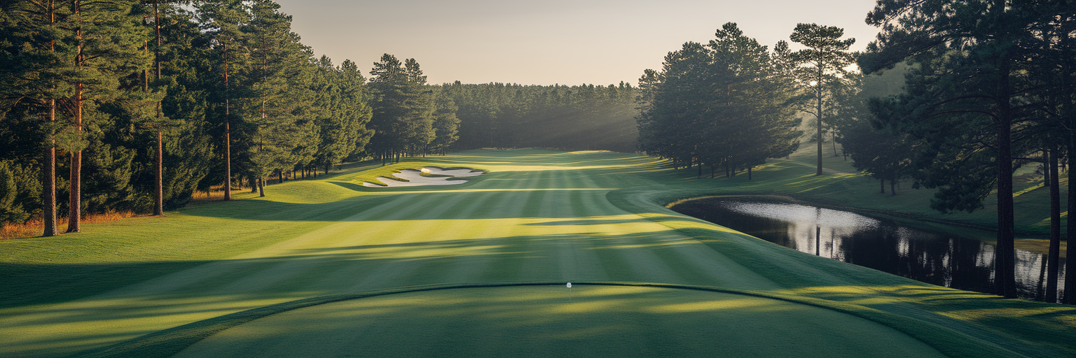 View of a golf hole from the tee box.