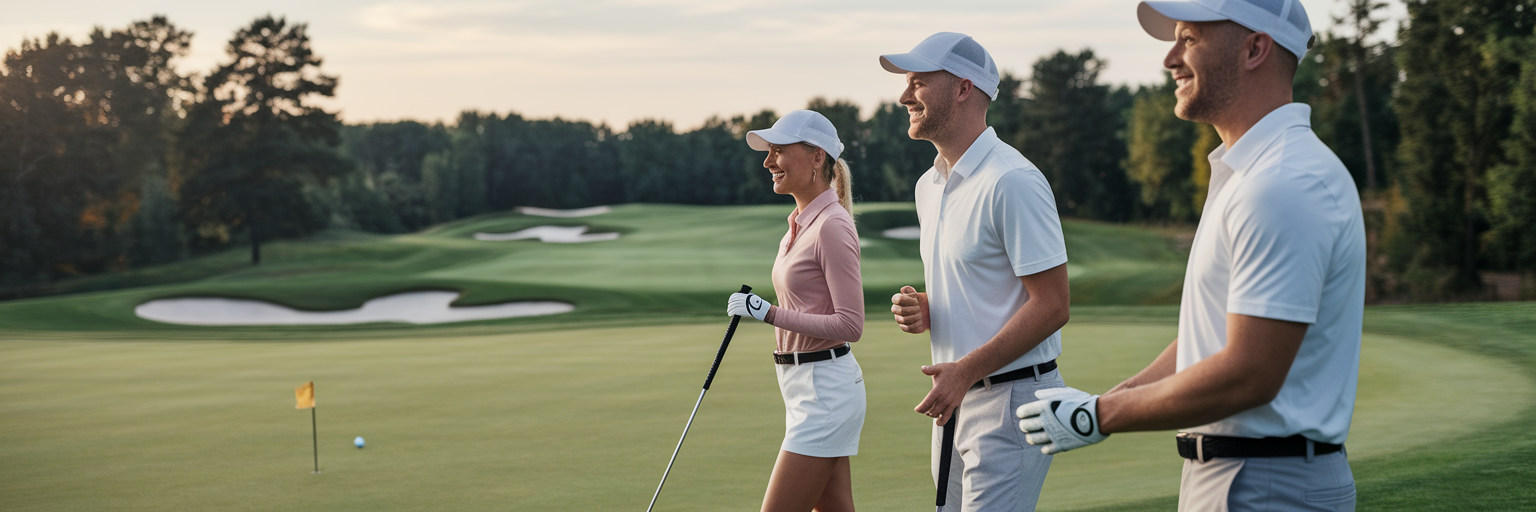 Beginner golfers ready to play.