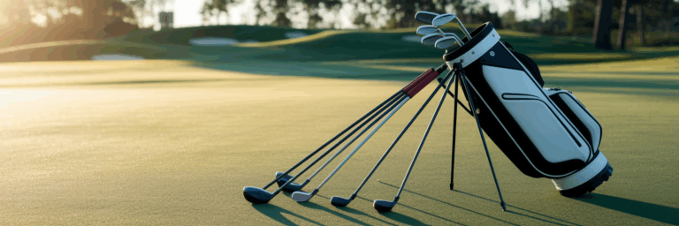 Beginner golf club set on fairway