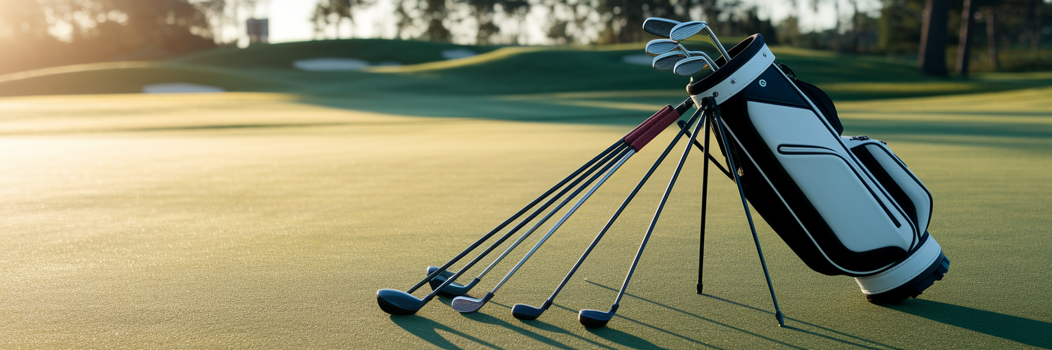 Beginner golf club set on fairway