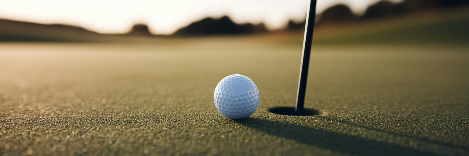 Pristine golf ball near the cup